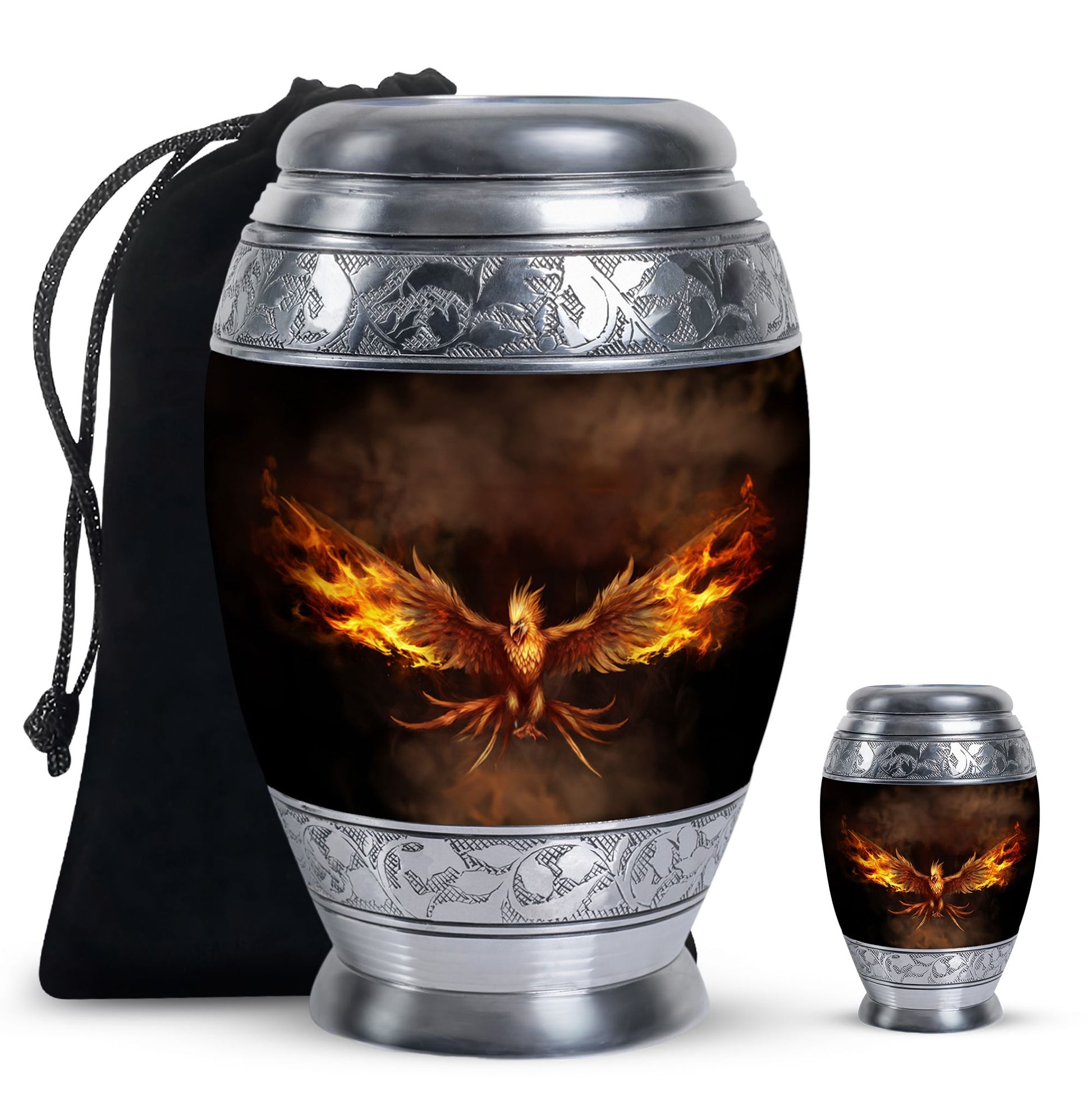 Angry Red Phoenix Memorial Urn | Phoenix Bird Container For Ashes