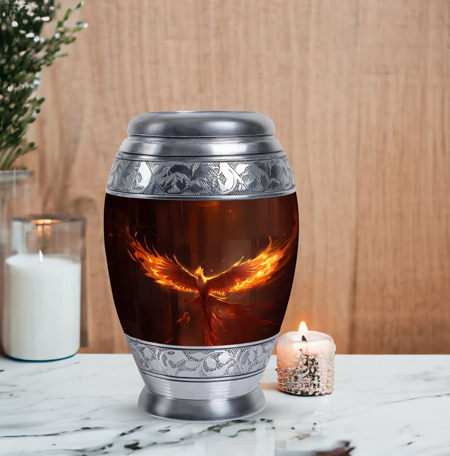 Phoenix Urn, Classic 3 inch Large Aluminium Cremation Urns.