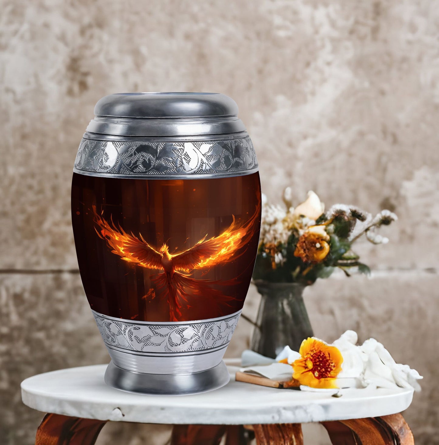 Phoenix Urn, Classic 3 inch Large Aluminium Cremation Urns.