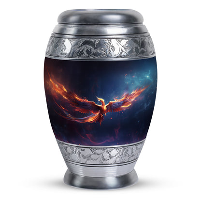 Red and Blue Phoenix Cremation Urn, Classic Large Burial Urn
