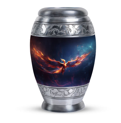 Red and Blue Phoenix Cremation Urn, Classic Large Burial Urn