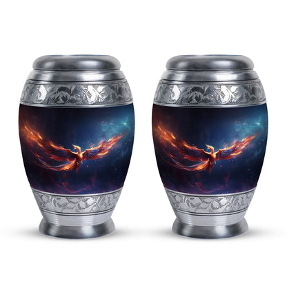 Red and Blue Phoenix Cremation Urn, Classic Large Burial Urn