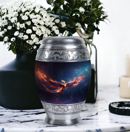 Red and Blue Phoenix Cremation Urn, Classic Large Burial Urn