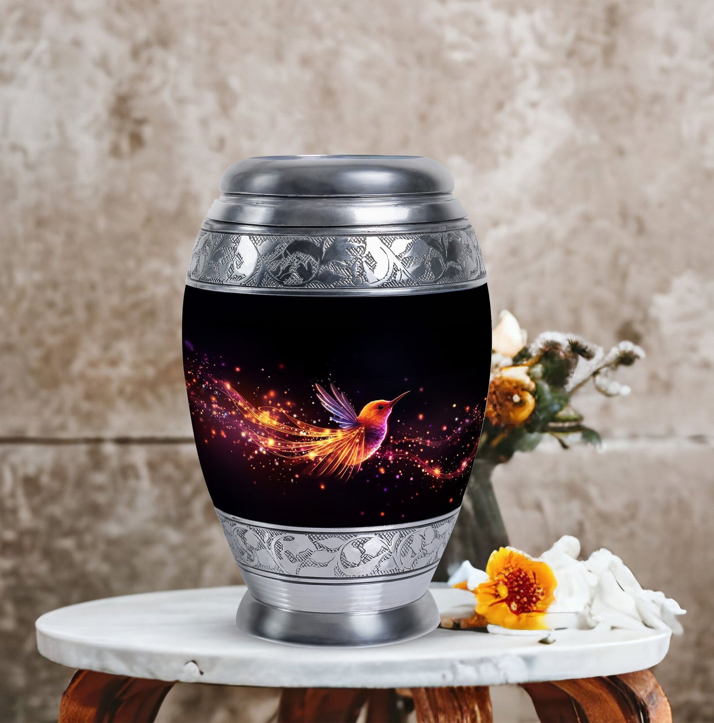 Colorful Sparrow Memorial Urn, a classic aluminium urn