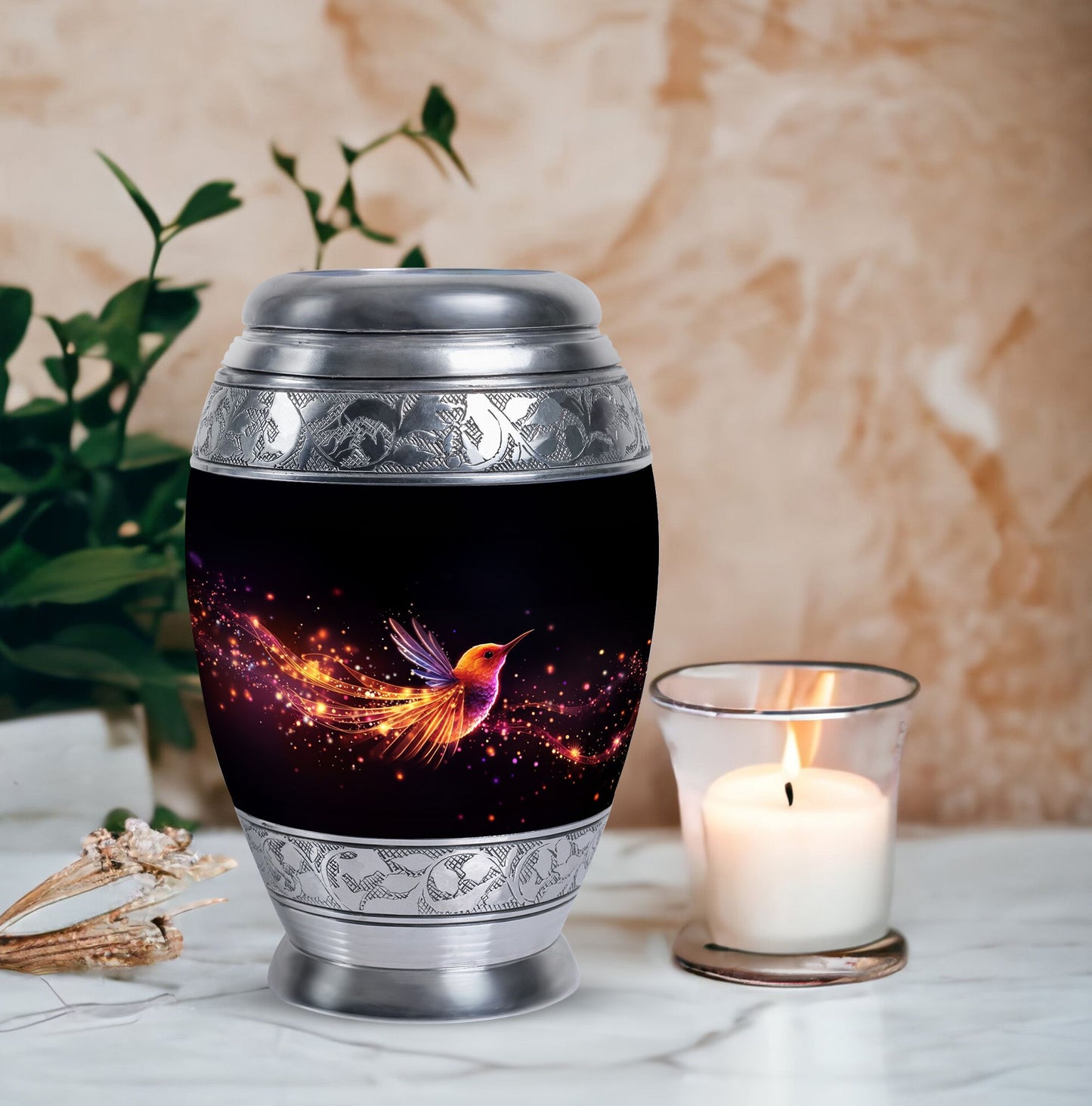 Colorful Sparrow Memorial Urn, a classic aluminium urn