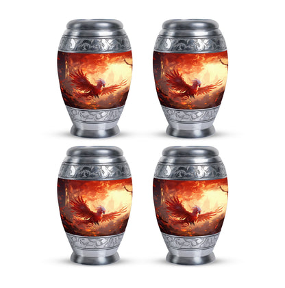 Red Phoenix Classic 3-inch Metal Urn for Human Ashes.