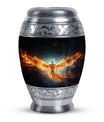 Large Yellow Phoenix Cremation Urn, aluminium made.