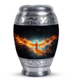 Large Yellow Phoenix Cremation Urn, aluminium made.