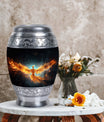 Large Yellow Phoenix Cremation Urn, aluminium made.