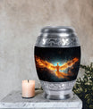 Large Yellow Phoenix Cremation Urn, aluminium made.