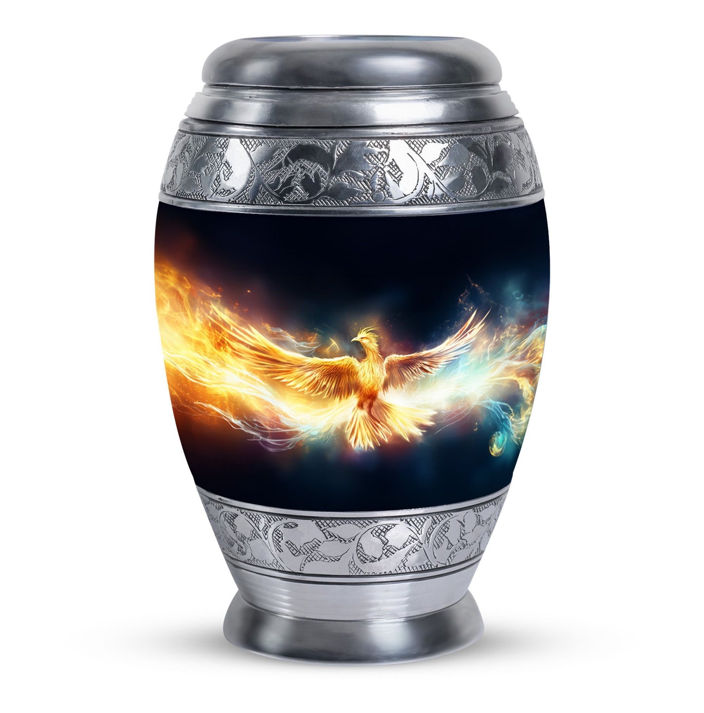 Yellow Phoenix Urn, Unique aluminium Urn for Human Ashes