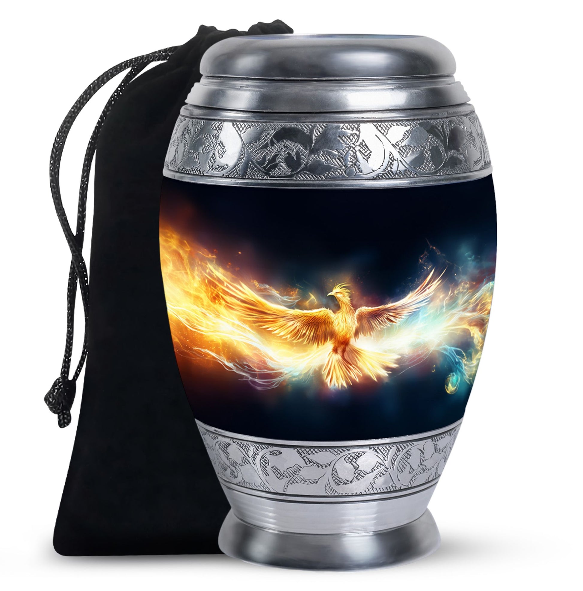 Phoenix Metal Cremation Urn for Men - Custom Unique Funeral Urn for Human Ashes