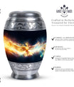 Yellow Phoenix Urn, Unique aluminium Urn for Human Ashes