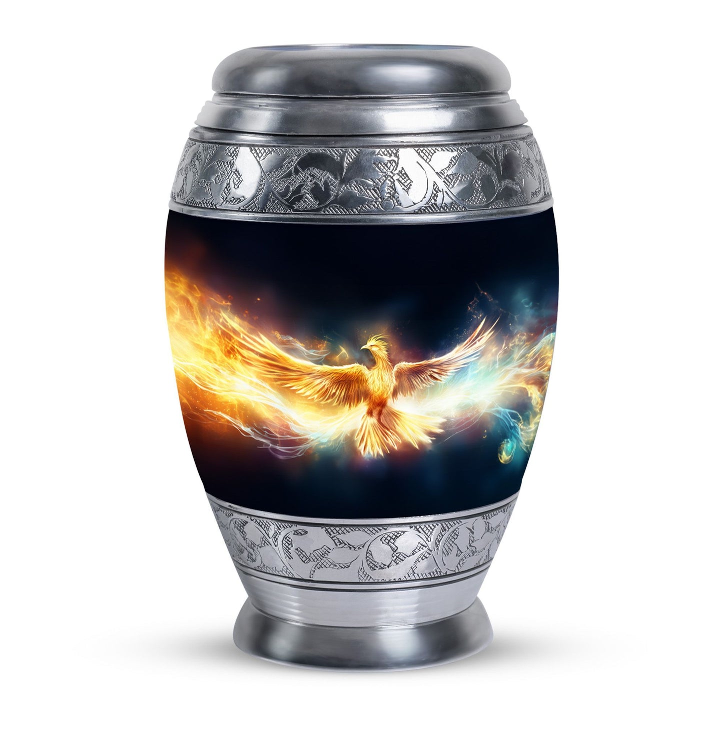 Yellow Phoenix Urn, Unique aluminium Urn for Human Ashes