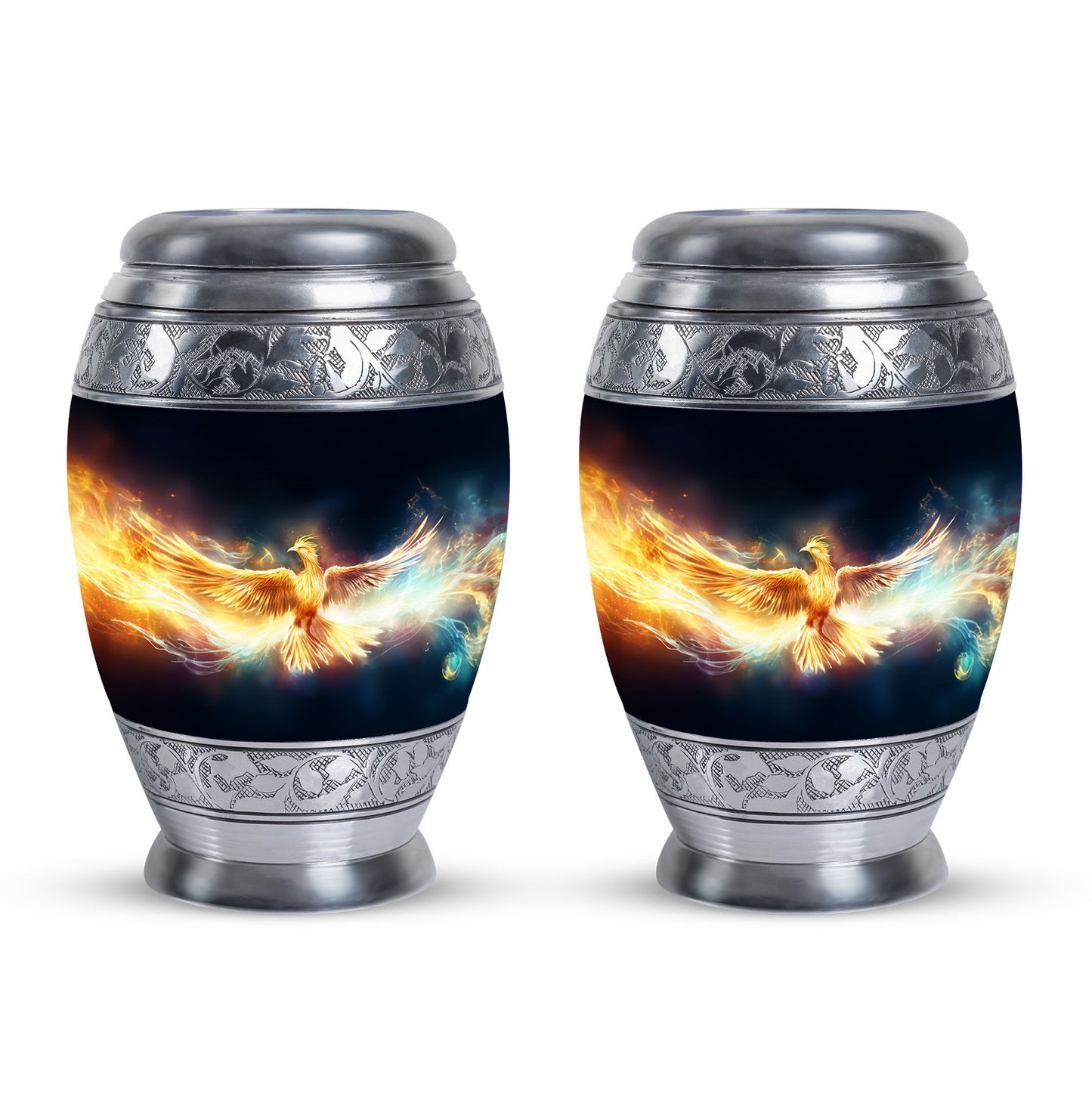 Yellow Phoenix Urn, Unique aluminium Urn for Human Ashes