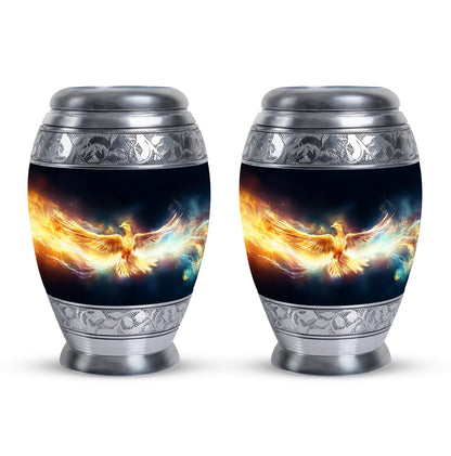 Yellow Phoenix Urn, Unique aluminium Urn for Human Ashes