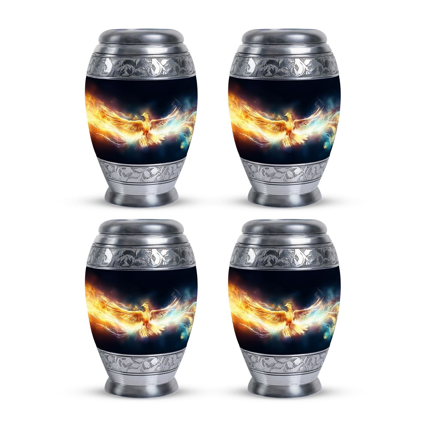 Yellow Phoenix Urn, Unique aluminium Urn for Human Ashes