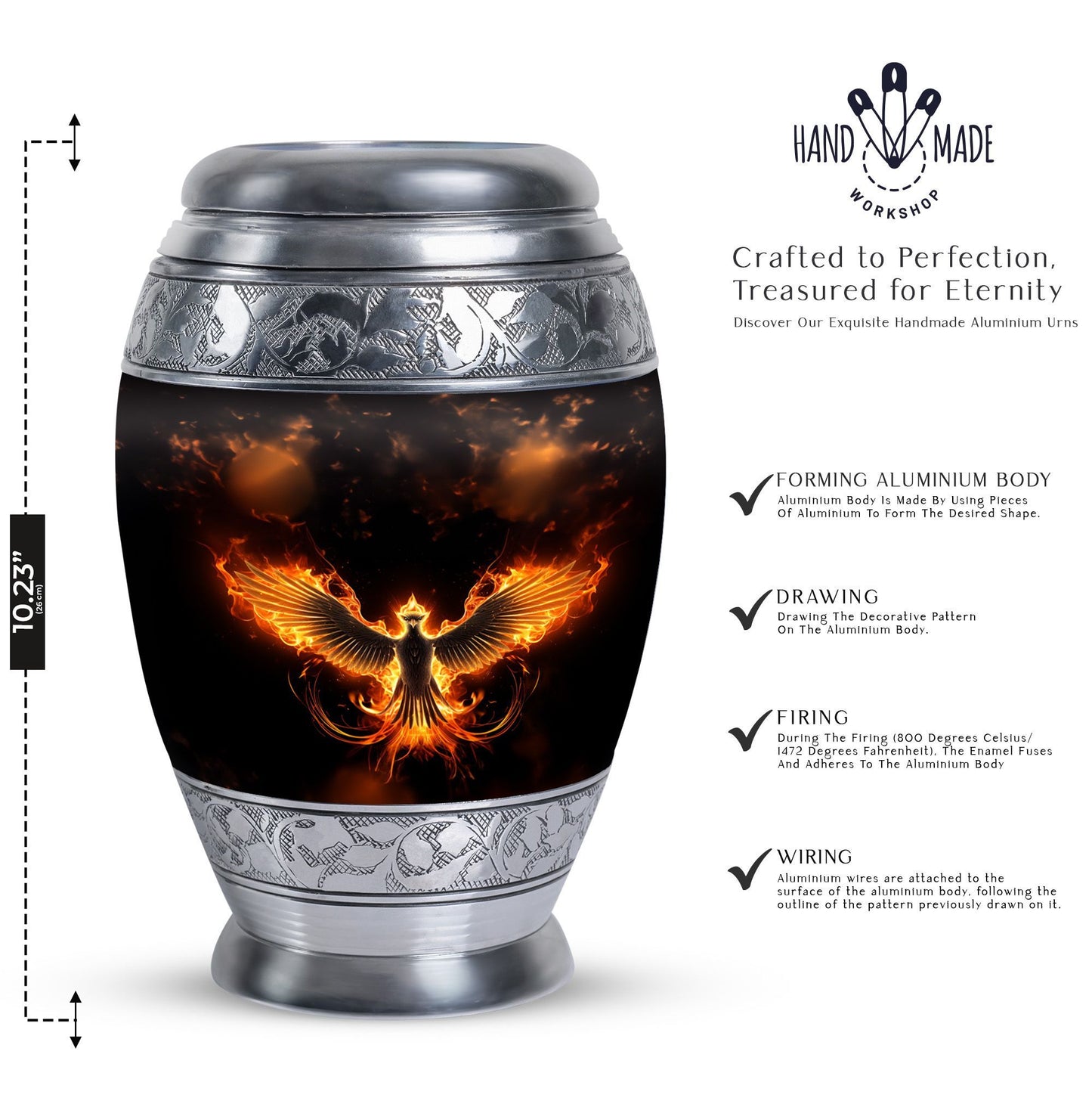 Fire Phoenix Cremation Urn, perfect for ashes.