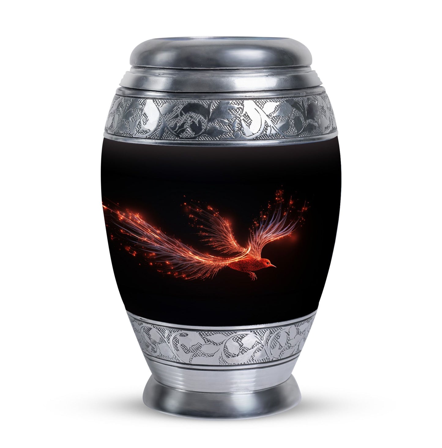 Red Sparrow Classic Urn, unique aluminium cremation.