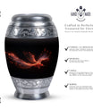Red Sparrow Classic Urn, unique aluminium cremation.