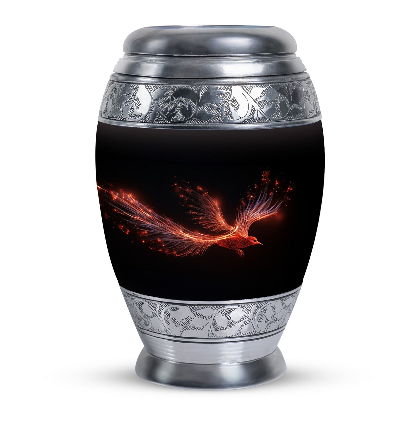 Red Sparrow Classic Urn, unique aluminium cremation.