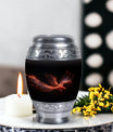 Red Sparrow Classic Urn, unique aluminium cremation.