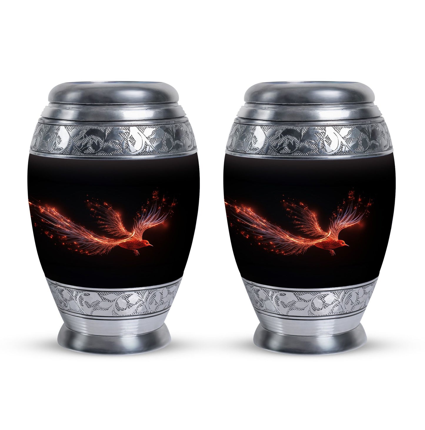 Red Sparrow Classic Urn, unique aluminium cremation.