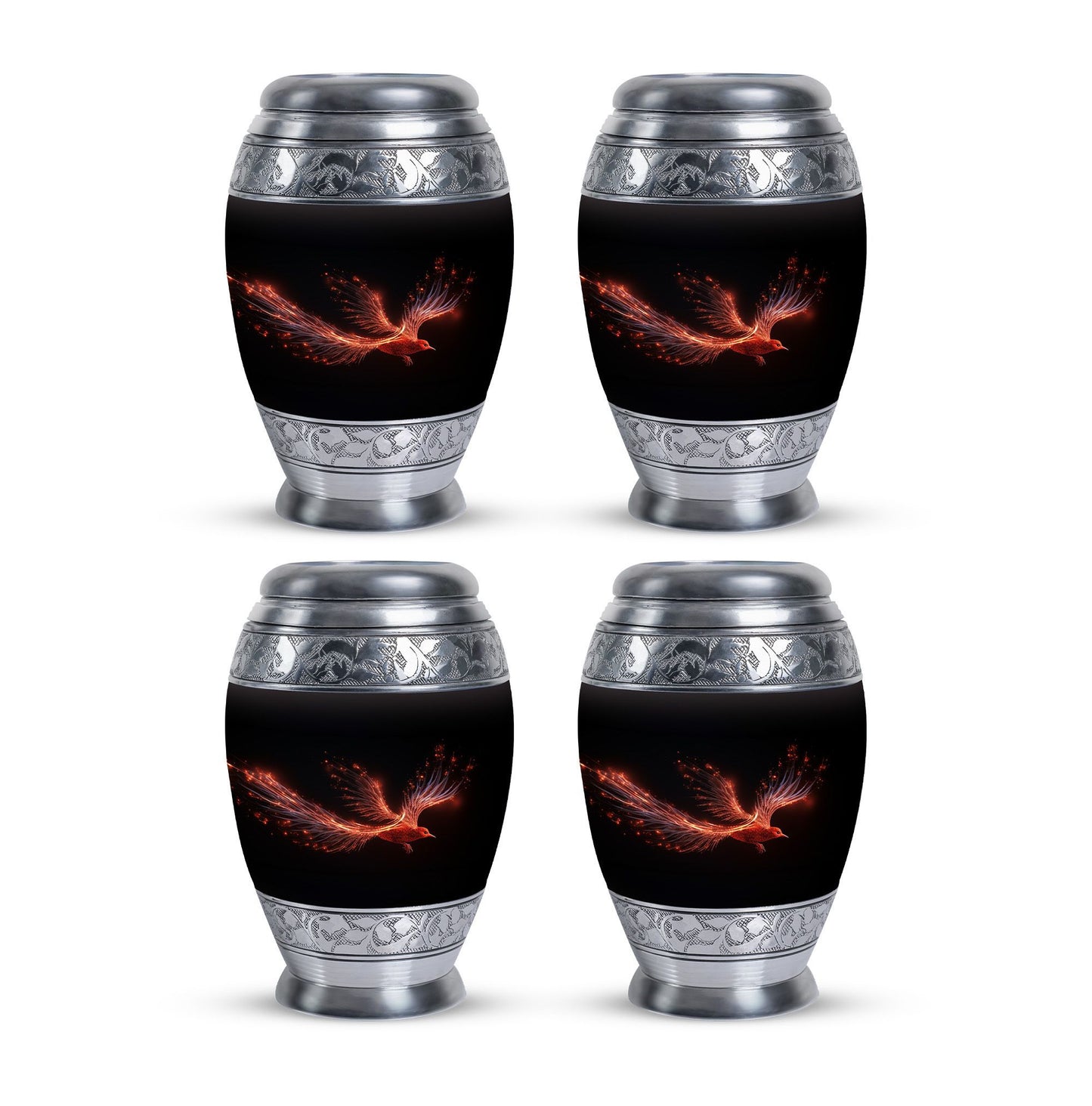 Red Sparrow Classic Urn, unique aluminium cremation.