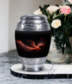 Red Sparrow Classic Urn, unique aluminium cremation.