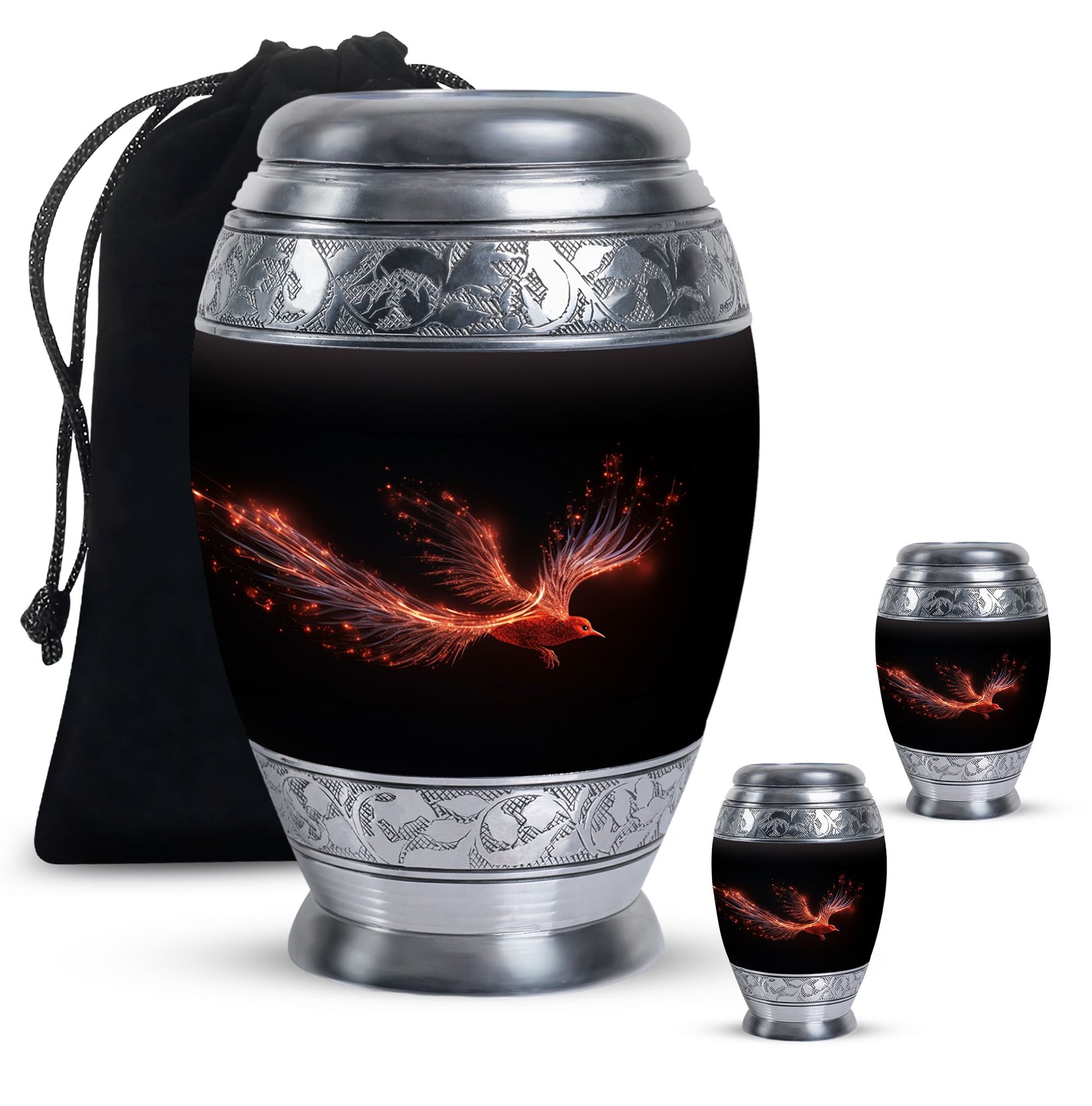 Tender Solace: Red Sparrow Uniquely Large Memorial Urn