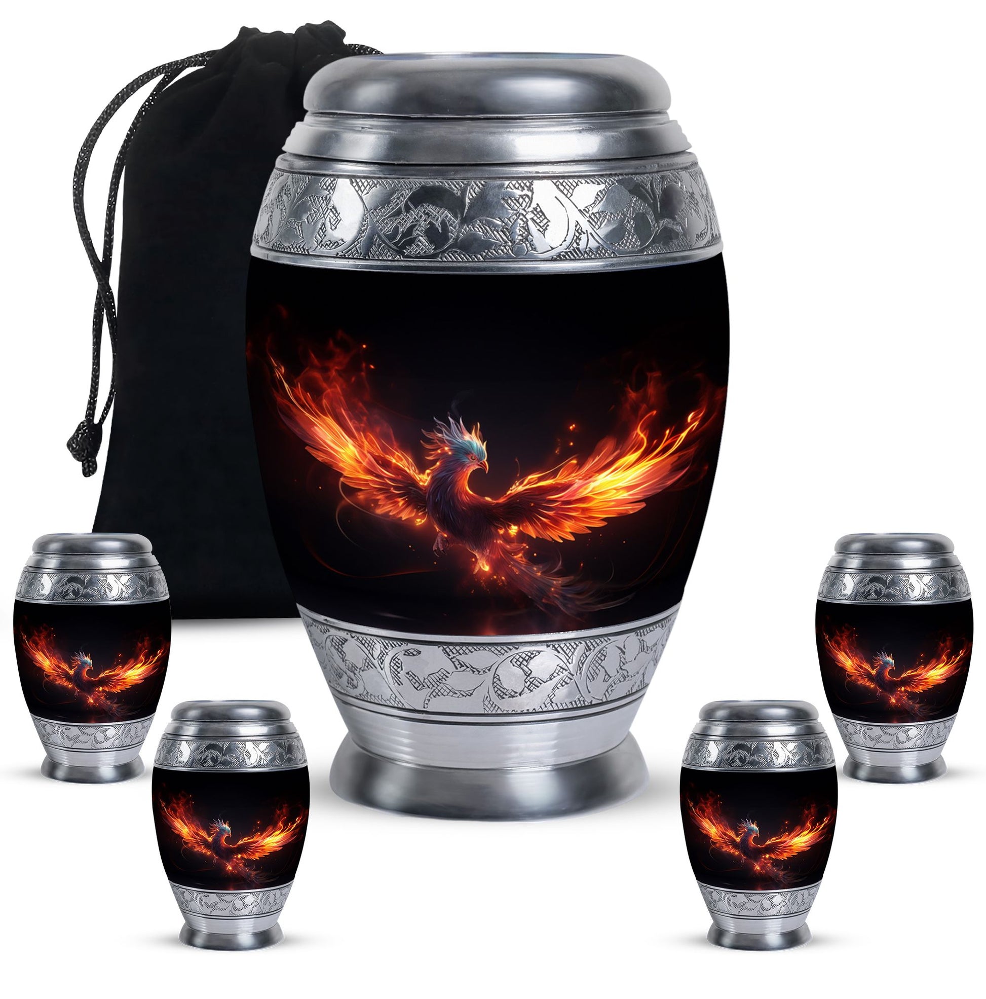 Red Flying Phoenix Cremation Urn: Personalized Memorial Decor