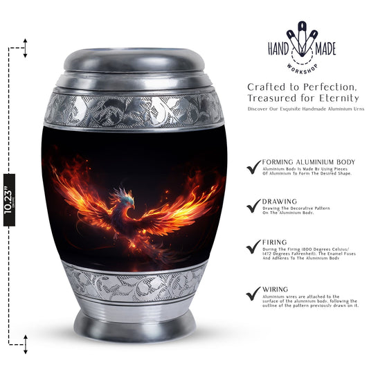 Blue Phoenix Custom Urn in Classic Design for Ashes.