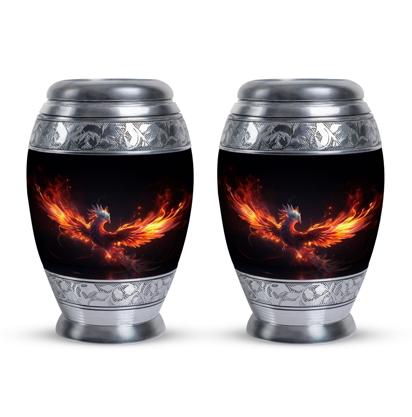 Blue Phoenix Custom Urn in Classic Design for Ashes.