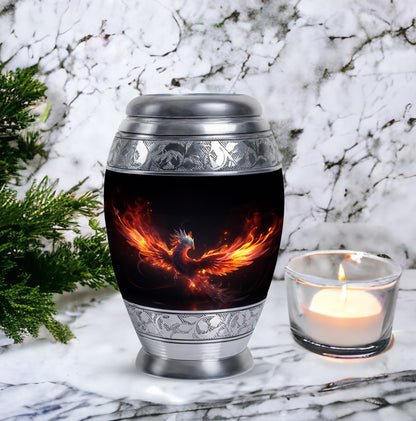 Blue Phoenix Custom Urn in Classic Design for Ashes.