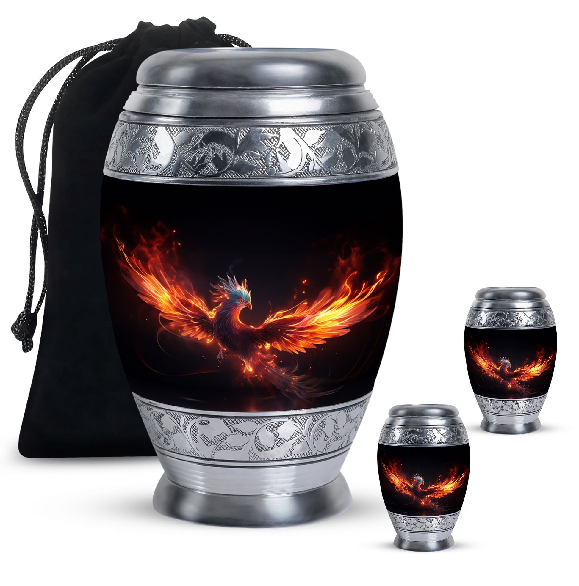 Red Flying Phoenix Cremation Urn: Personalized Memorial Decor