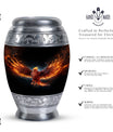 Red Phoenix Urn, Unique Classic Aluminium urn for ashes
