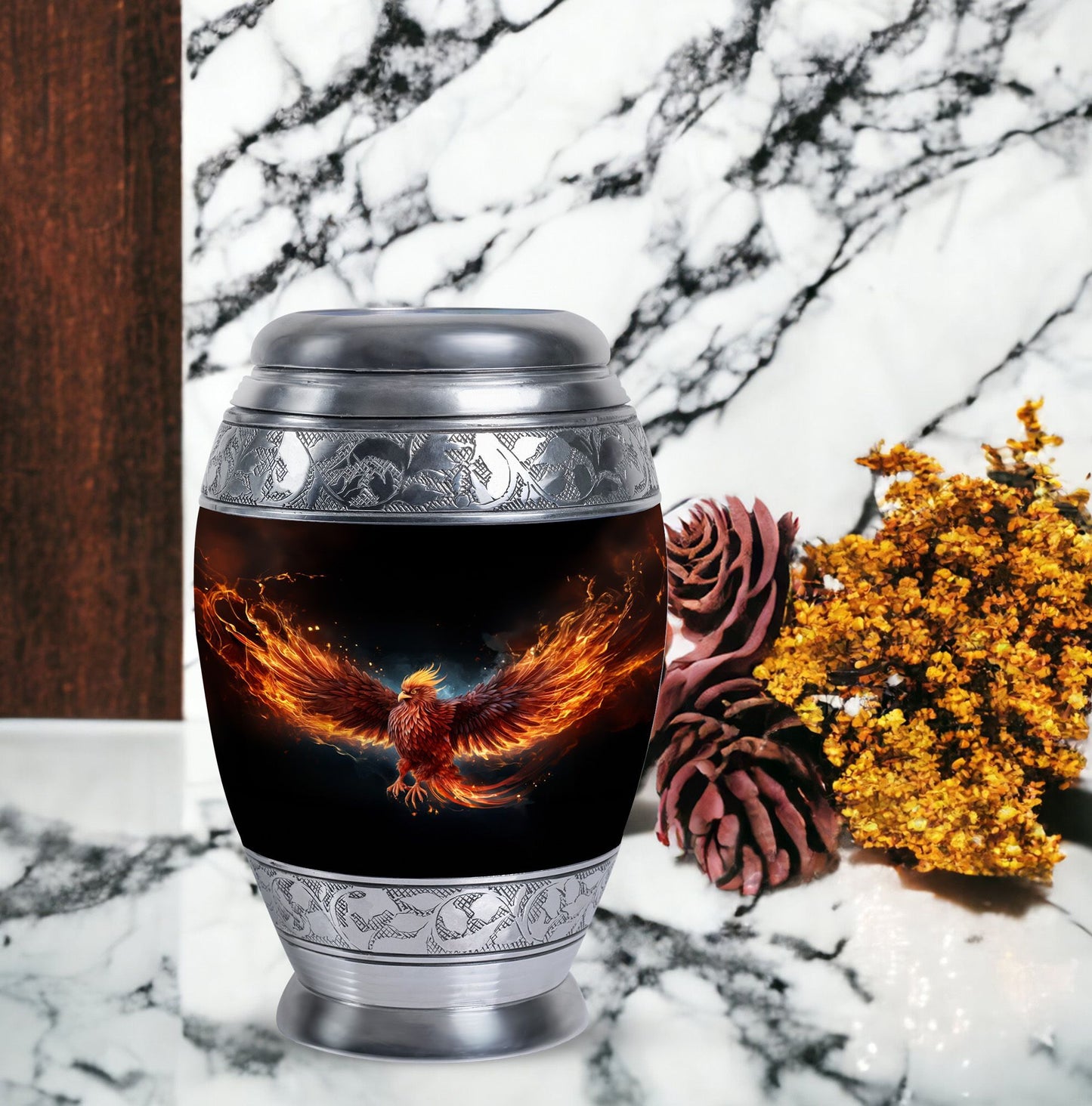 Red Phoenix Urn, Unique Classic Aluminium urn for ashes