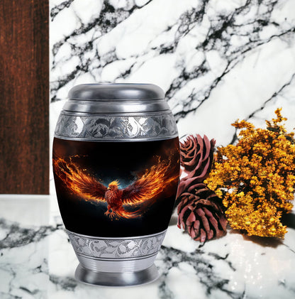 Red Phoenix Urn, Unique Classic Aluminium urn for ashes