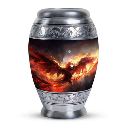 Large classic design Red Phoenix Cremation Urn.
