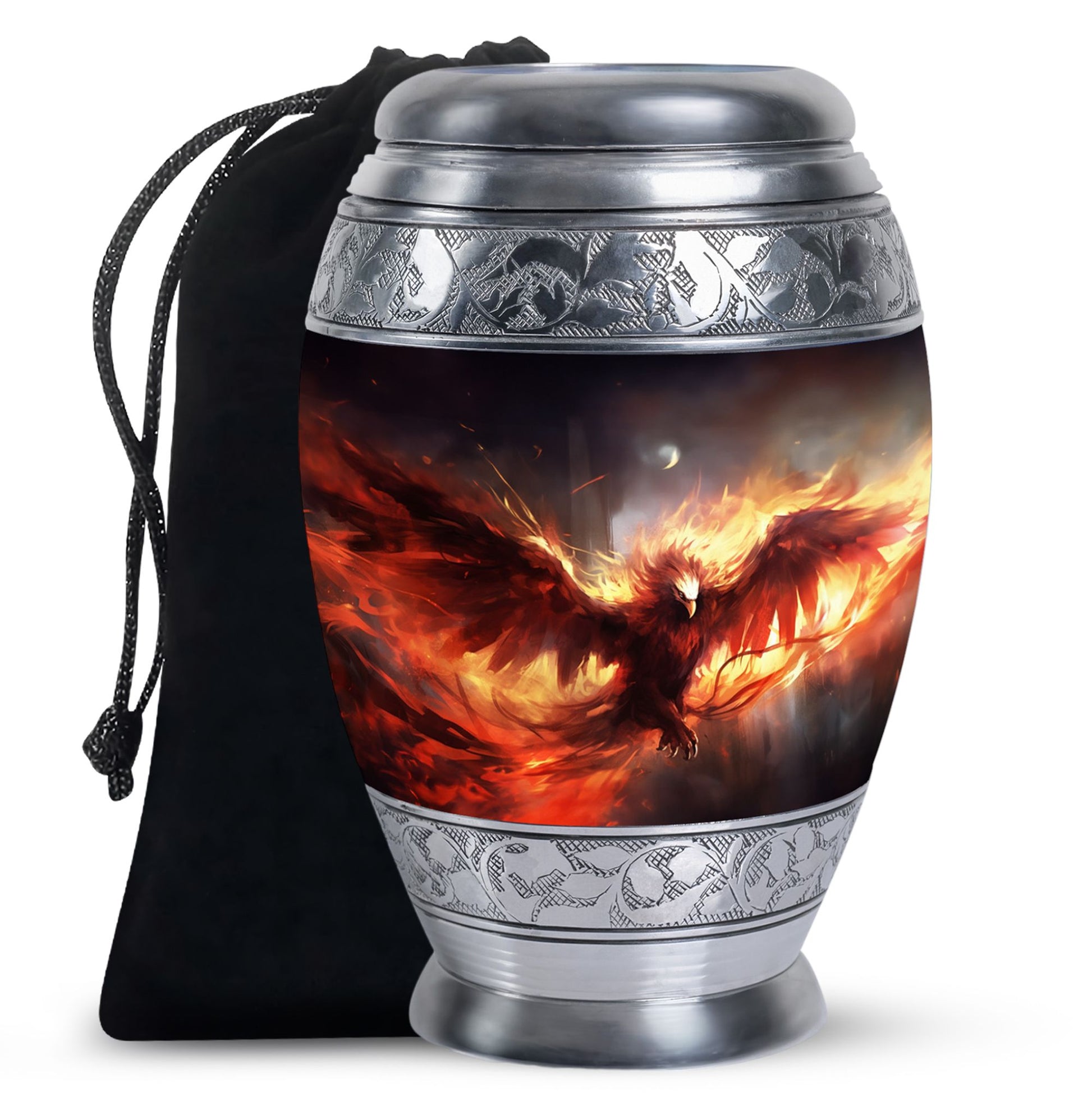 Exquisite Red Phoenix Cremation Urn - Unique Elegant Urns For Ashes