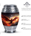 Large classic design Red Phoenix Cremation Urn.