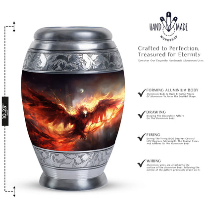 Large classic design Red Phoenix Cremation Urn.