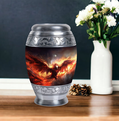 Large classic design Red Phoenix Cremation Urn.