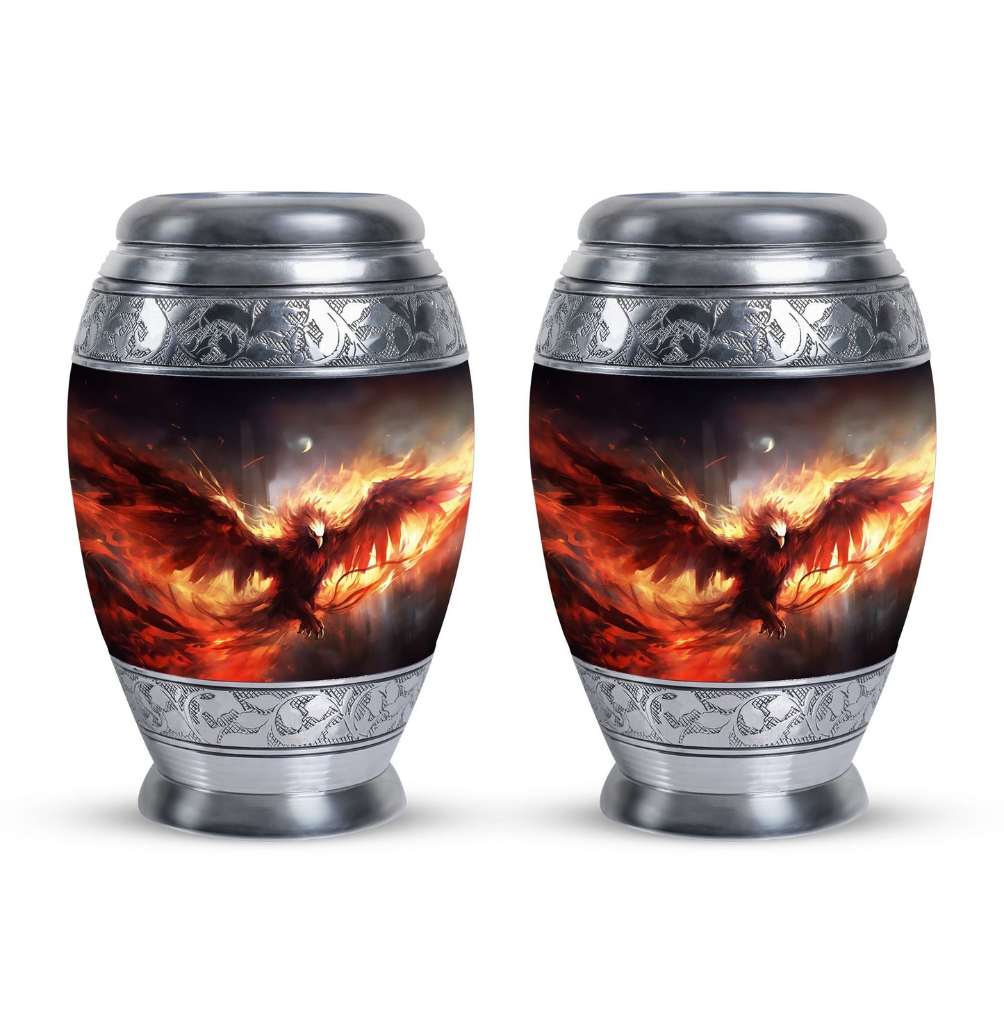 Large classic design Red Phoenix Cremation Urn.
