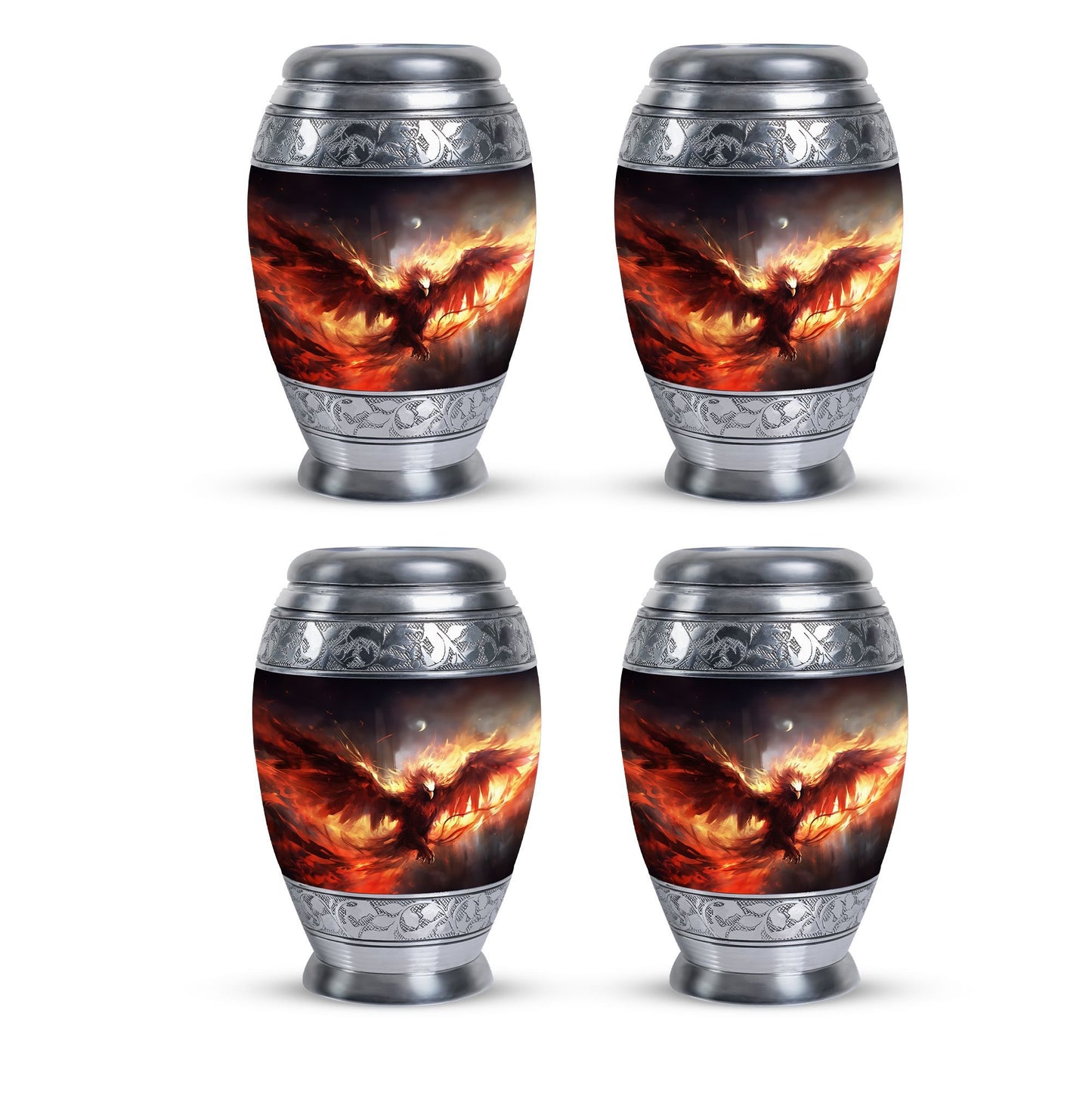Large classic design Red Phoenix Cremation Urn.