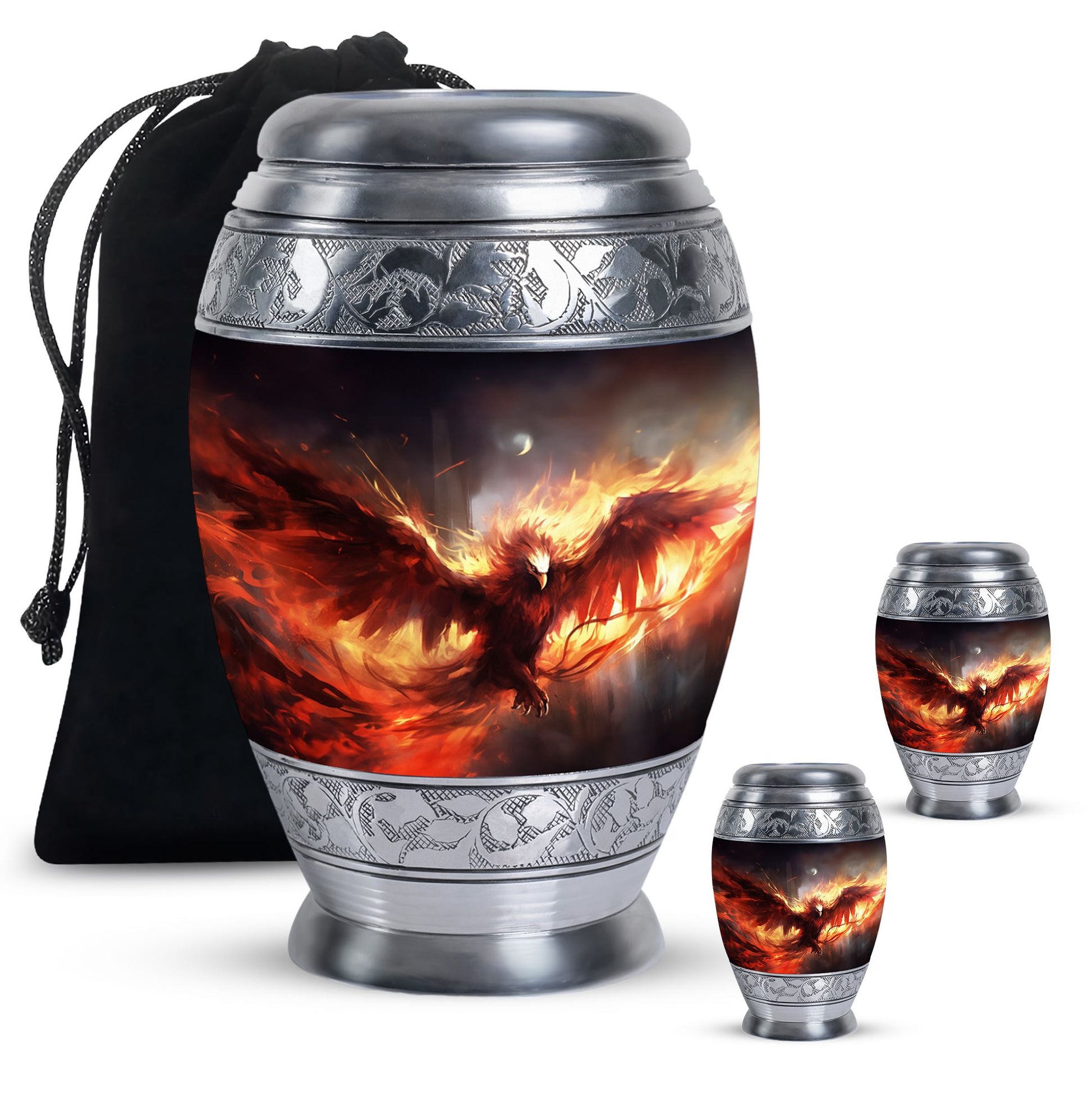 Exquisite Red Phoenix Cremation Urn - Unique Elegant Urns For Ashes