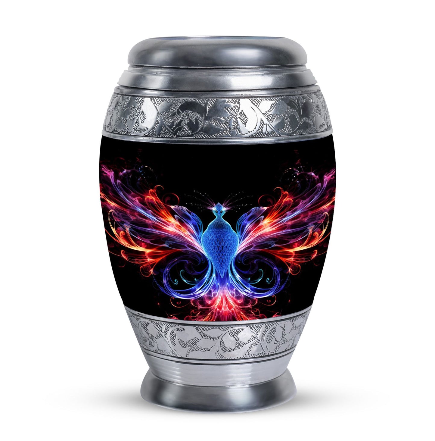 Colorful phoenix 3-inch aluminium cremation urn.