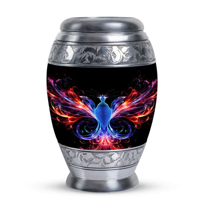 Colorful phoenix 3-inch aluminium cremation urn.
