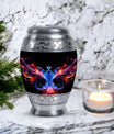 Colorful phoenix 3-inch aluminium cremation urn.