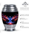 Colorful phoenix 3-inch aluminium cremation urn.
